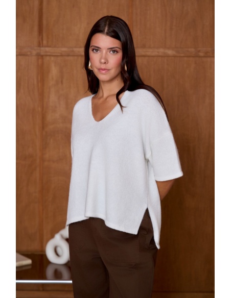 Pull Chiné Blanc NATACHA Noho - 5 | Accueil