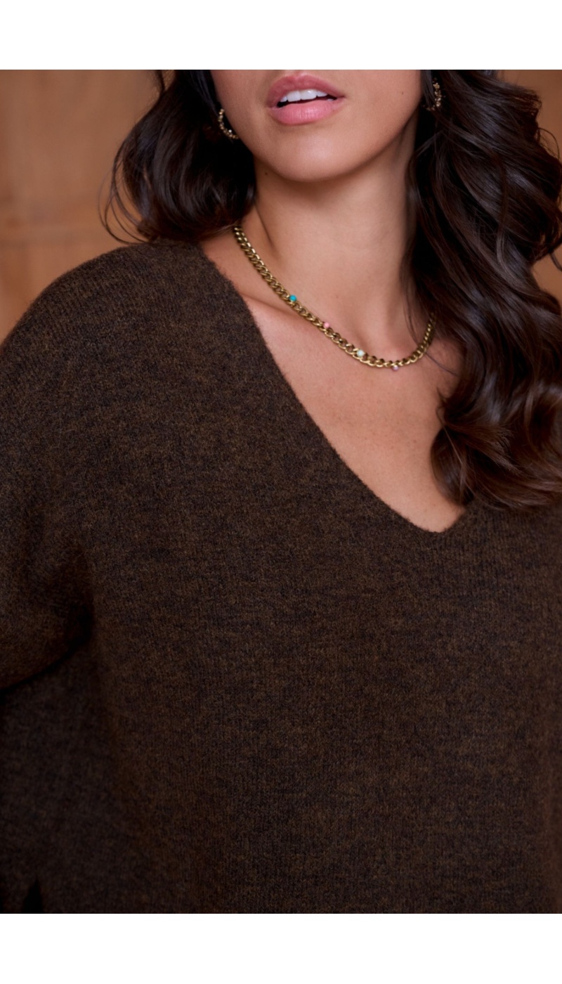Pull Chiné Choco NATACHA Noho - 3 | Accueil