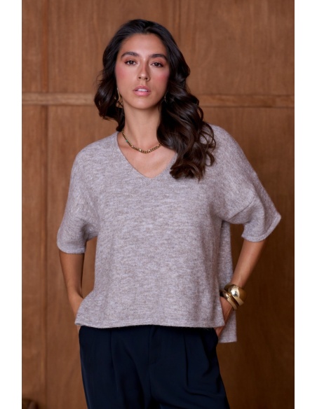 Pull Chiné Taupe NATACHA Noho - 1 | Accueil