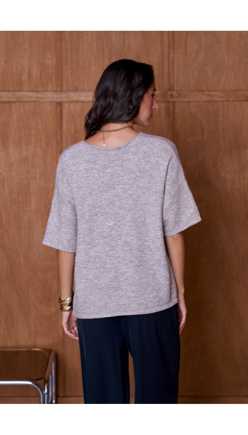 Pull Chiné Taupe NATACHA Noho - 3 | Accueil