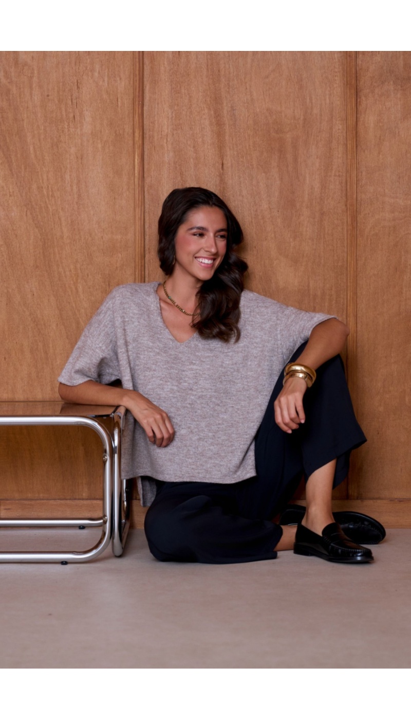 Pull Chiné Taupe NATACHA Noho - 5 | Accueil