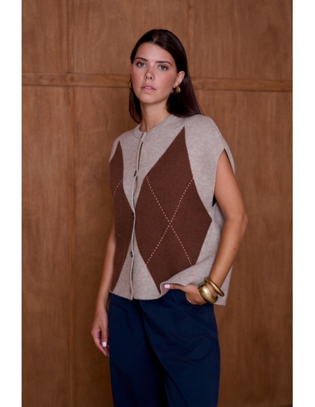 Gilet Motif Beige ORPHÉE Noho - 1 | Accueil