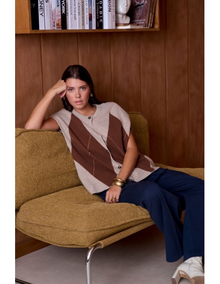 Gilet Motif Beige ORPHÉE Noho - 2 | Accueil