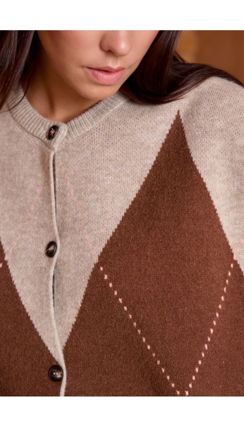 Gilet Motif Beige ORPHÉE Noho - 4 | Accueil