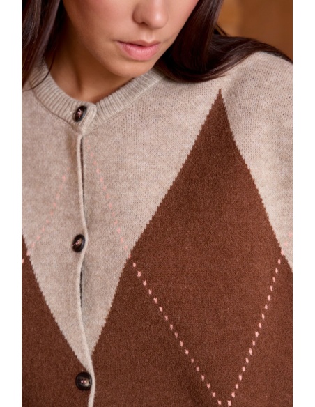 Gilet Motif Beige ORPHÉE Noho - 4 | Accueil