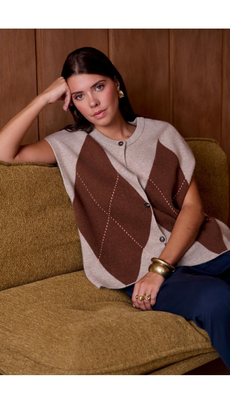Gilet Motif Beige ORPHÉE Noho - 5 | Accueil