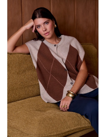 Gilet Motif Beige ORPHÉE Noho - 5 | Accueil
