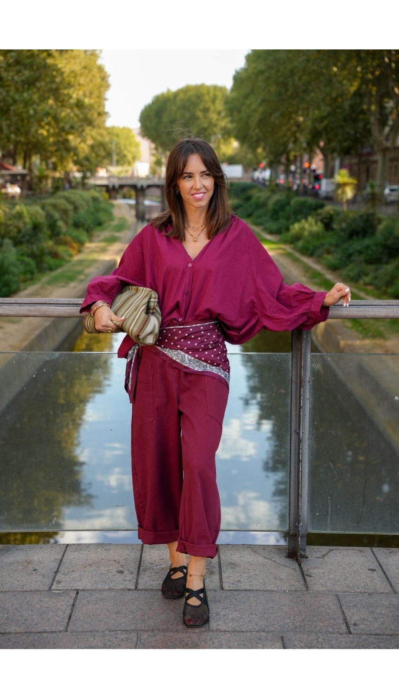 Pantalon Bordeaux Baggy BOSTON Noho - 2 | Accueil