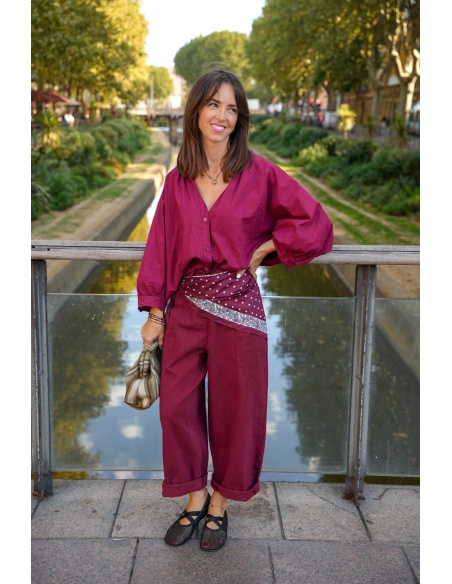 Pantalon Bordeaux Baggy BOSTON Noho - 1 | Accueil
