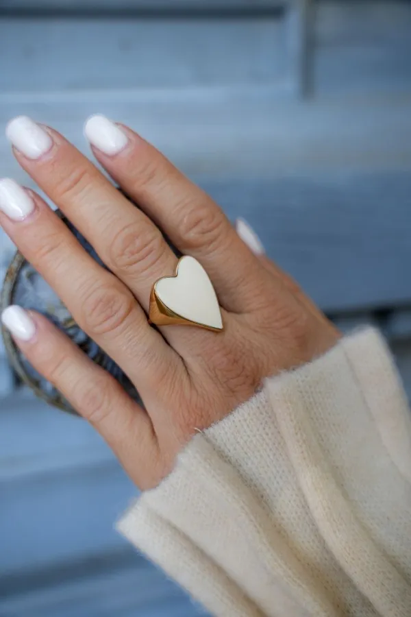 Bague Coeur Ecrue BLEEKY Noho - 1 | Accueil