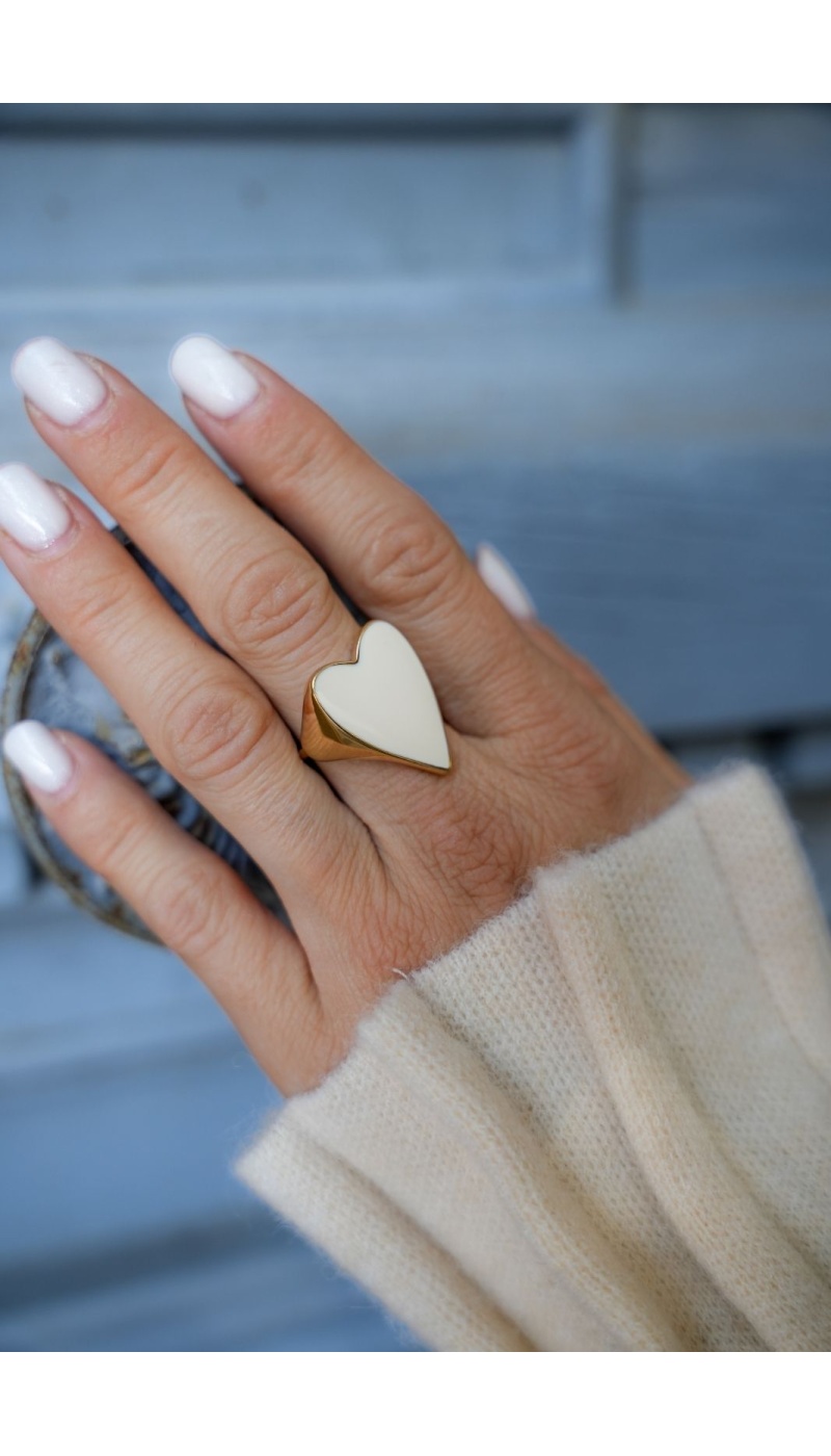 Bague Coeur Ecrue BLEEKY Noho - 1 | Accueil