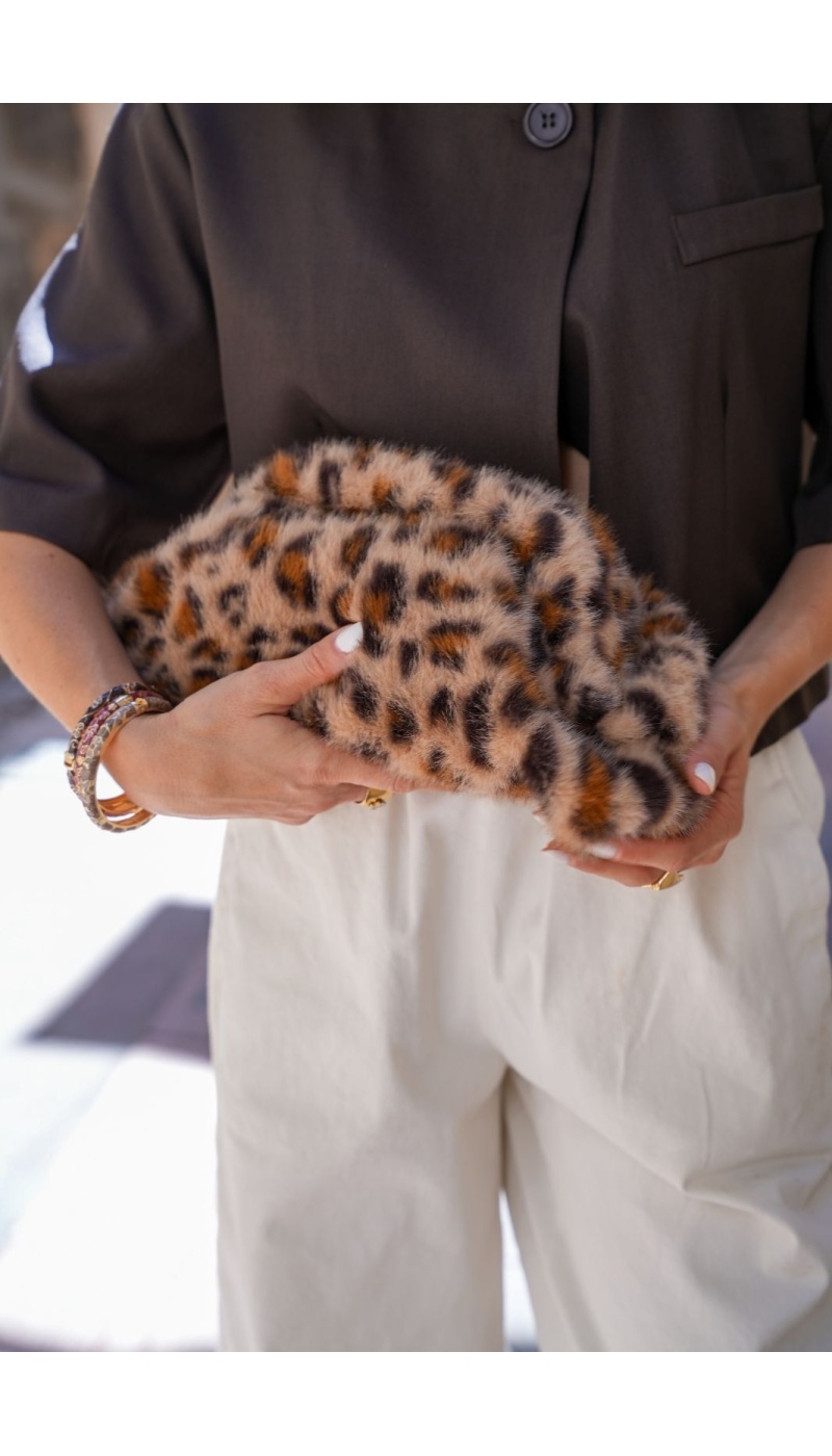 Pochette Léopard Fourrure RWANDA Noho - 1 | Accueil