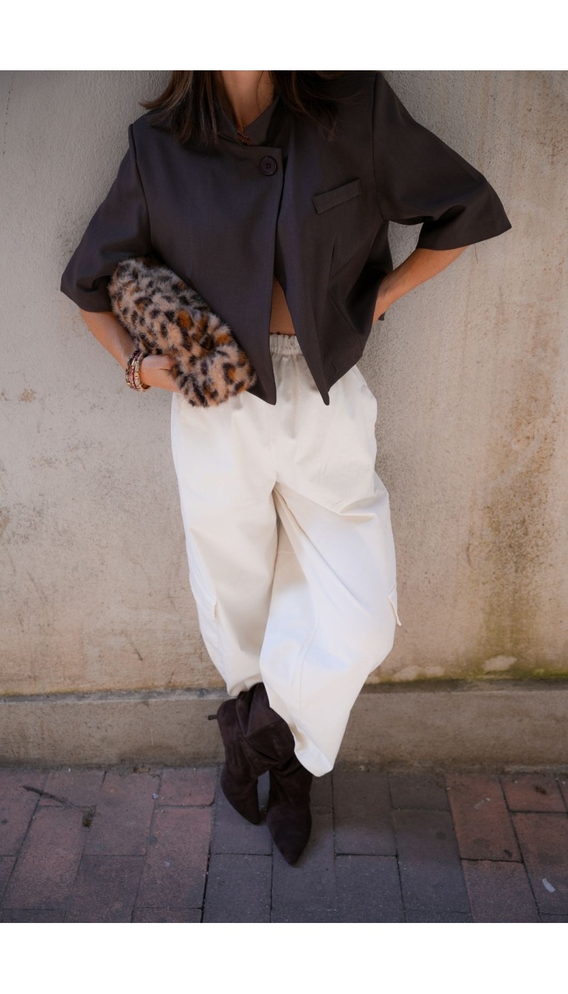 Pantalon Large Cargo Ecru ANA Noho - 2 | BLAZERS / VESTES