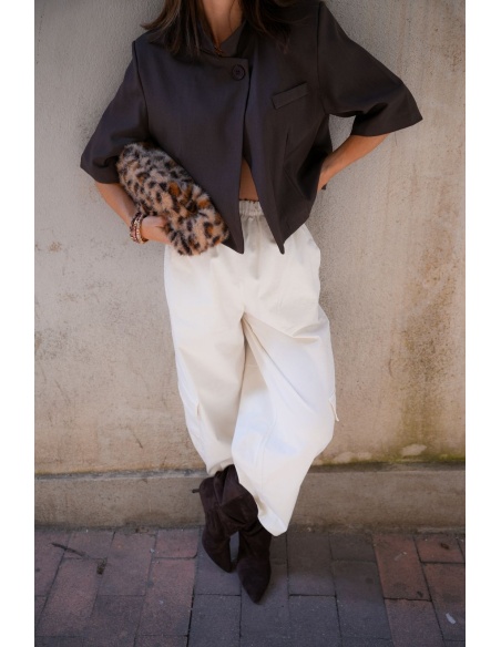 Pantalon Large Cargo Ecru ANA Noho - 2 | BLAZERS / VESTES