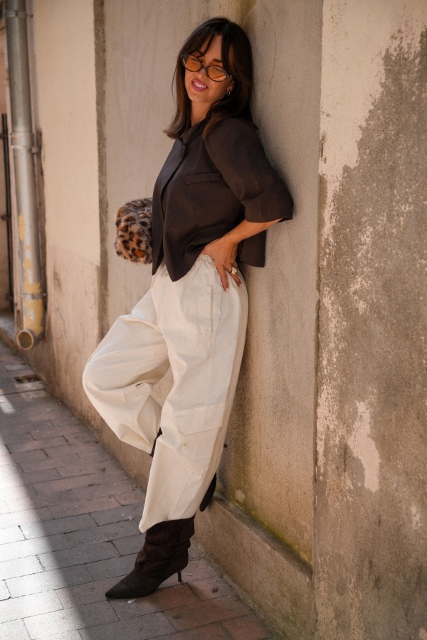 Pantalon Large Cargo Ecru ANA Noho - 1 | BLAZERS / VESTES