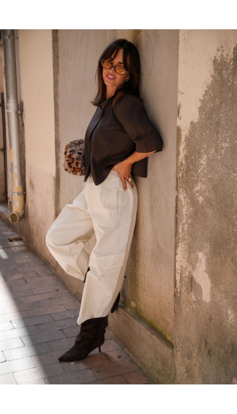 Pantalon Large Cargo Ecru ANA Noho - 1 | BLAZERS / VESTES