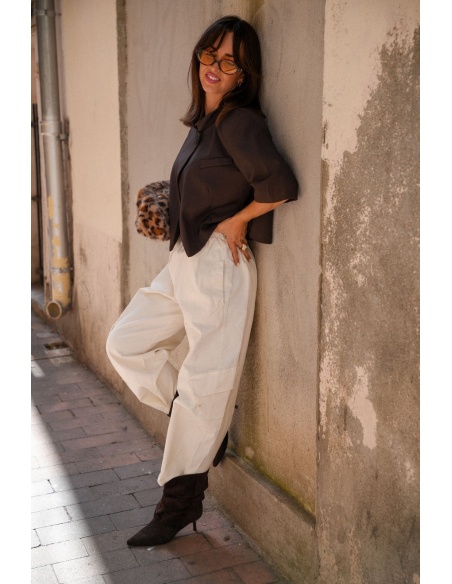 Pantalon Large Cargo Ecru ANA Noho - 1 | BLAZERS / VESTES