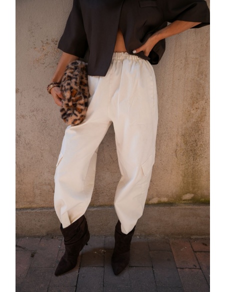 Pantalon Large Cargo Ecru ANA Noho - 4 | BLAZERS / VESTES