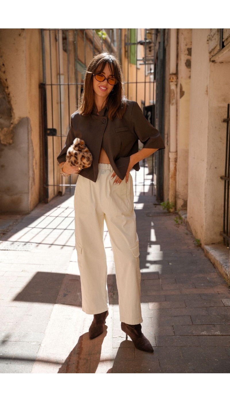 Blazer Courte Fermeture Croisée Choco BROADWAY Noho - 1 | Accueil