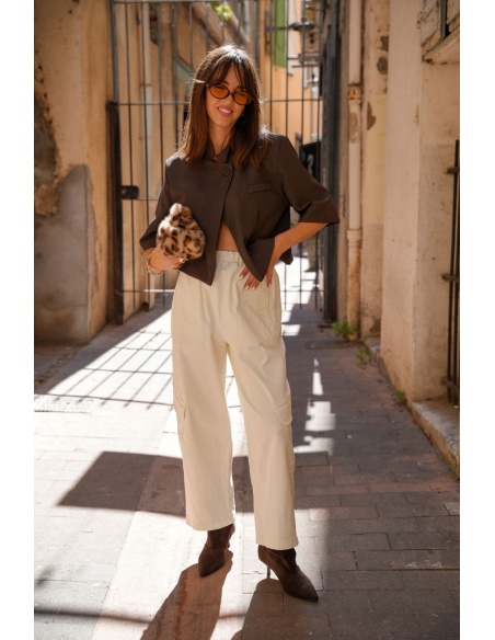 Blazer Courte Fermeture Croisée Choco BROADWAY Noho - 1 | Accueil