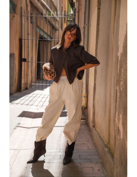 Blazer Courte Fermeture Croisée Choco BROADWAY Noho - 3 | Accueil