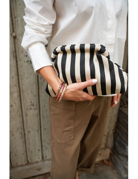 Pochette Rayée Noir Blanc JUNE Noho - 2 | Accueil