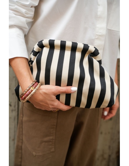 Pochette Rayée Noir Blanc JUNE Noho - 1 | Accueil