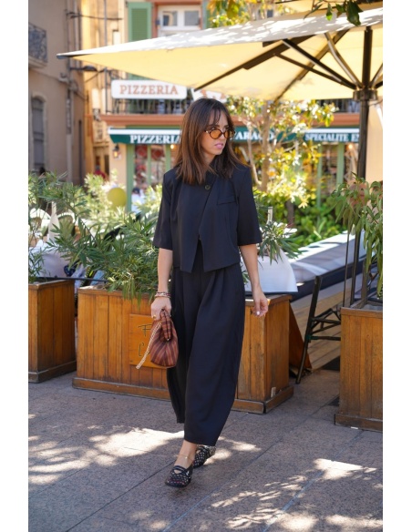 Pantalon Fluide Noir VANESSA Noho - 3 | Accueil
