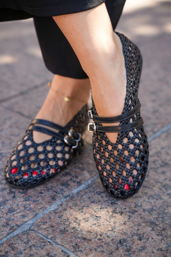 Ballerine Noire Tressée GAOA Noho - 1 | Accueil