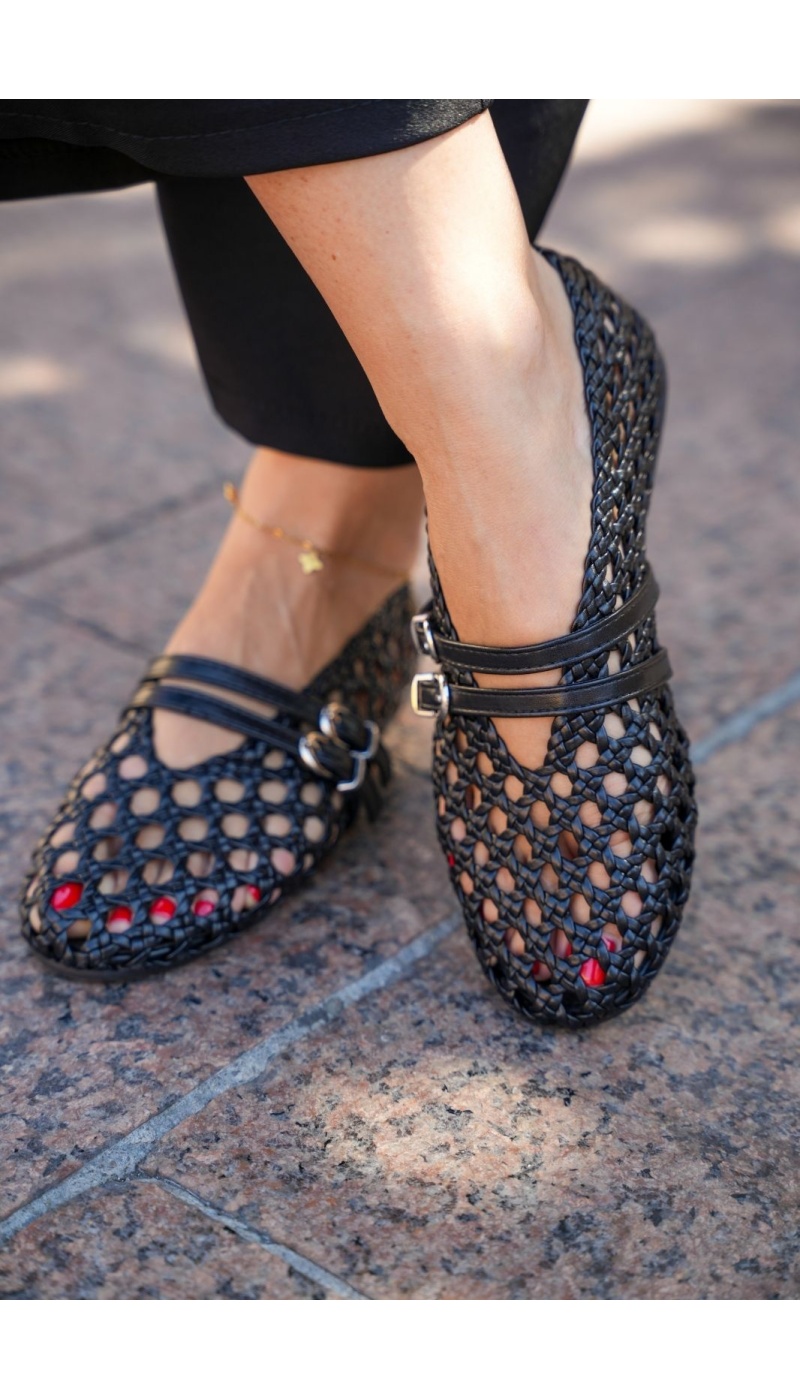 Ballerine Noire Tressée GAOA Noho - 1 | Accueil