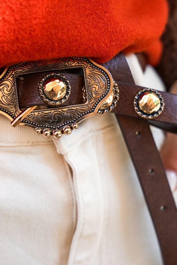 Ceinture Dorée Marron Western ROCKDALY Noho - 1 | Accueil 2