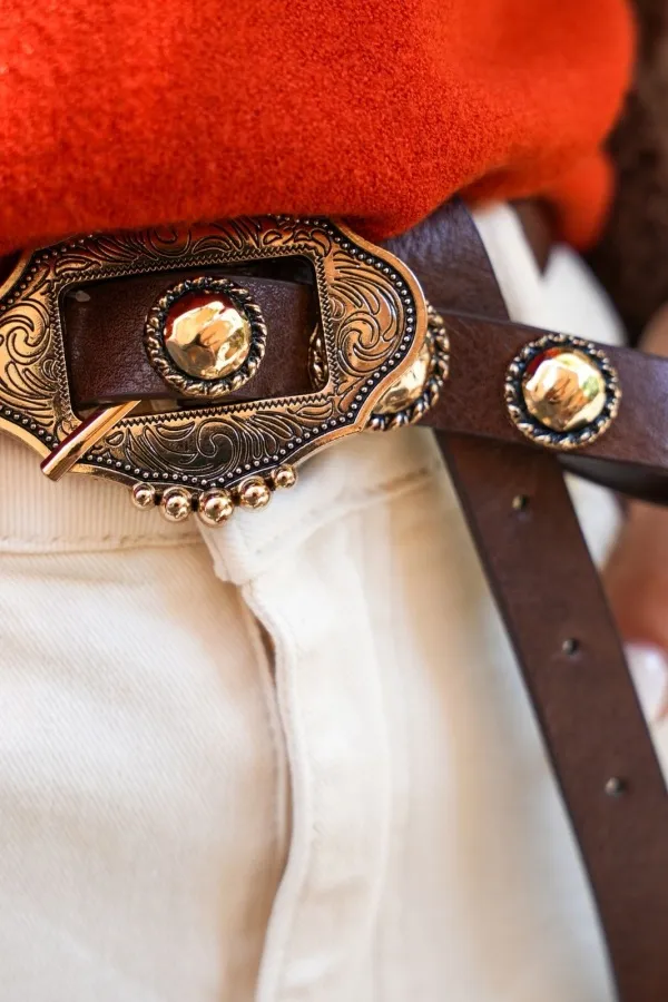Ceinture Dorée Marron Western ROCKDALY Noho - 1 | Accueil 2
