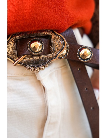 Ceinture Dorée Marron Western ROCKDALY Noho - 2 | Accueil