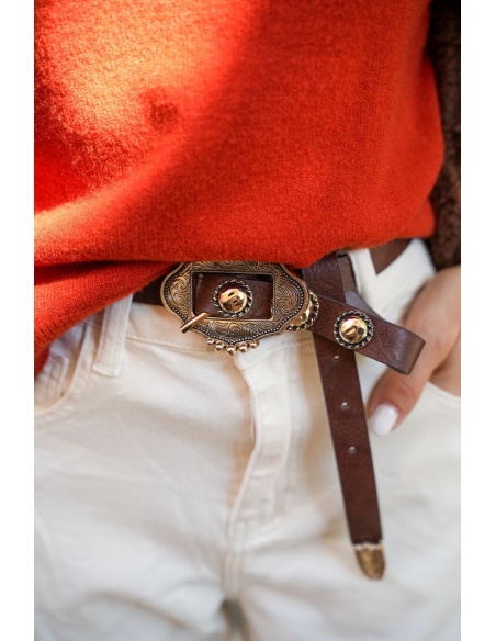 Ceinture Dorée Marron Western ROCKDALY Noho - 1 | Accueil