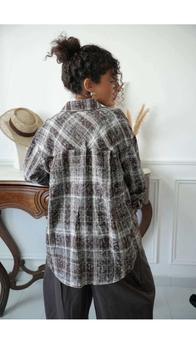 Chemisier Strass Choco Carreaux TAPLOW Noho - 5 | Bem-vindo