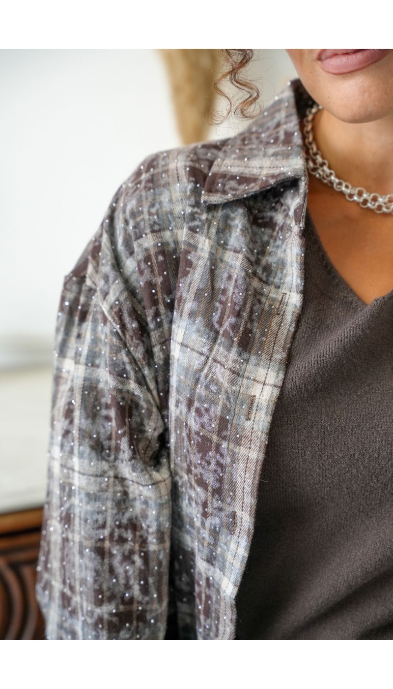 Chemisier Strass Choco Carreaux TAPLOW Noho - 6 | Bem-vindo