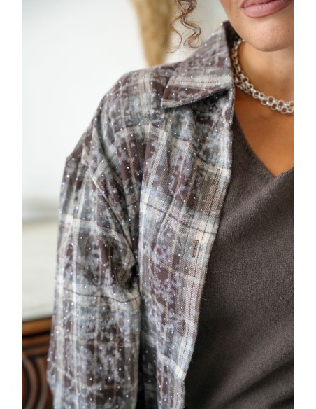 Chemisier Strass Choco Carreaux TAPLOW Noho - 6 | Bem-vindo
