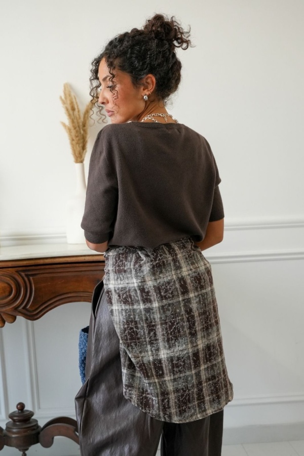 Pull Col V Marron BENISSA Noho - 1 | Accueil 2