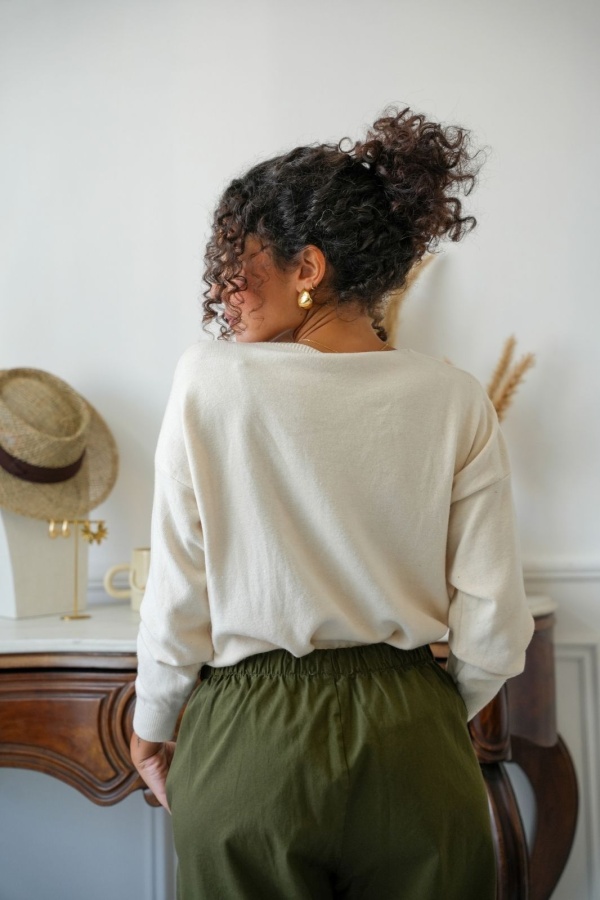 Pull Clouté Ecru LUANCO Noho - 1 | Accueil 2
