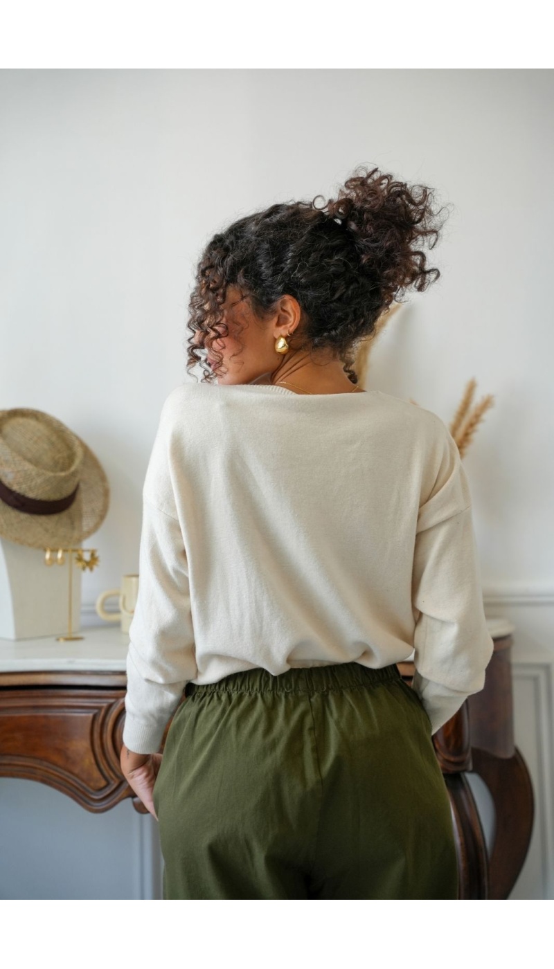 Pull Clouté Ecru LUANCO Noho - 2 | Accueil