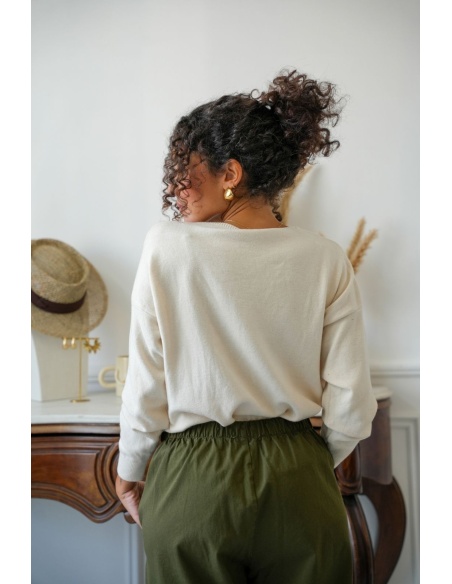 Pull Clouté Ecru LUANCO Noho - 2 | Accueil