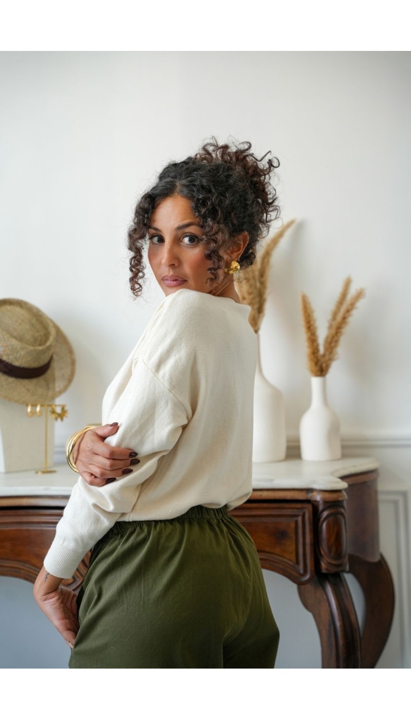 Pull Clouté Ecru LUANCO Noho - 1 | Accueil