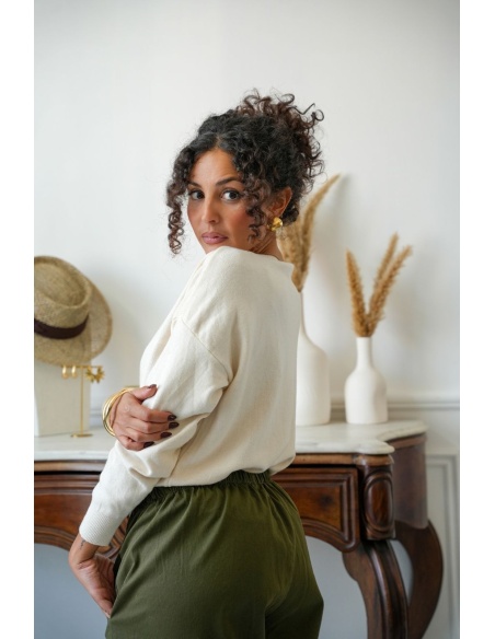 Pull Clouté Ecru LUANCO Noho - 1 | Accueil