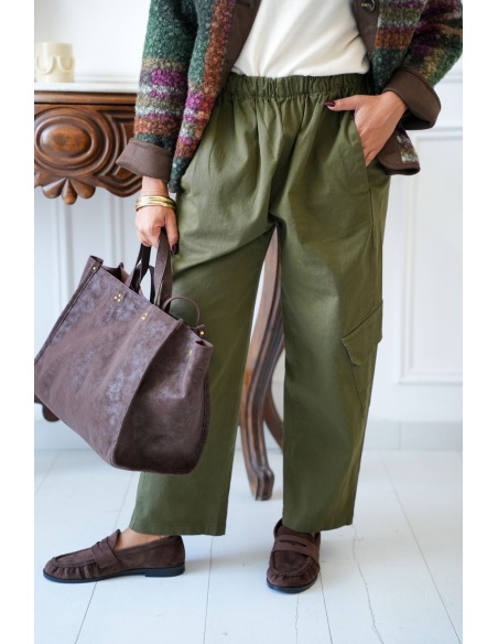 Pantalon Large Cargo Kaki BRISTOL Noho - 2 | Accueil