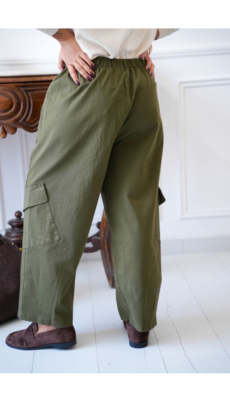 Pantalon Large Cargo Kaki BRISTOL Noho - 3 | Accueil