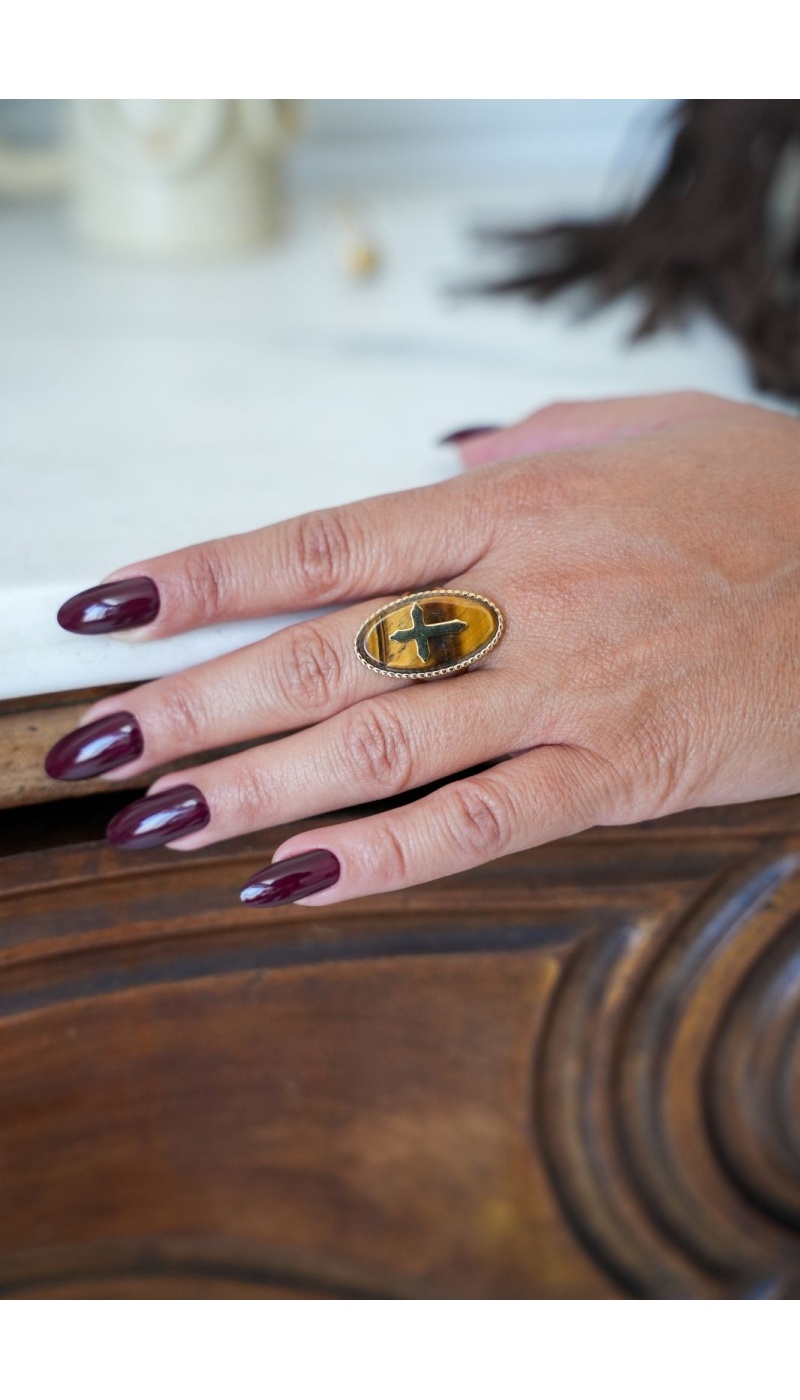 Bague Croix Marron TUAM Noho - 1 | Accueil