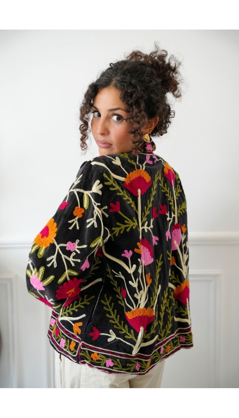 Veste Brodée Noire Johanna INSAR Noho - 2 | Accueil