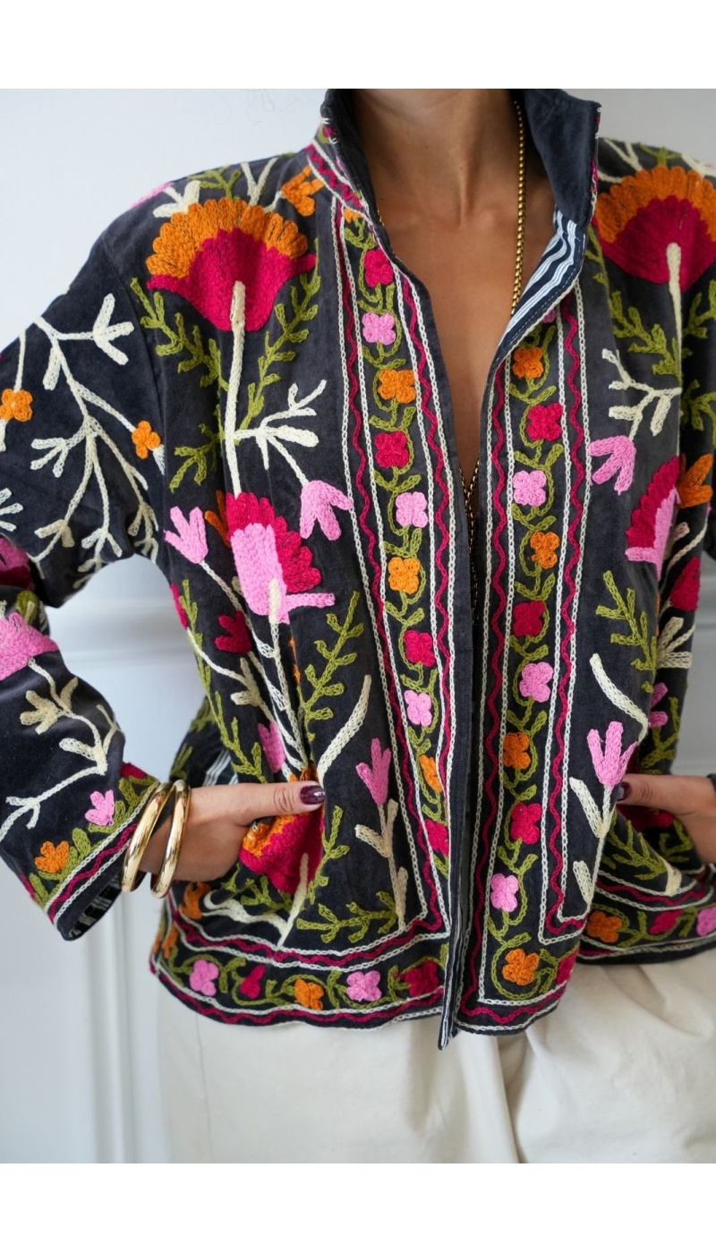 Veste Brodée Noire Johanna INSAR Noho - 3 | Accueil