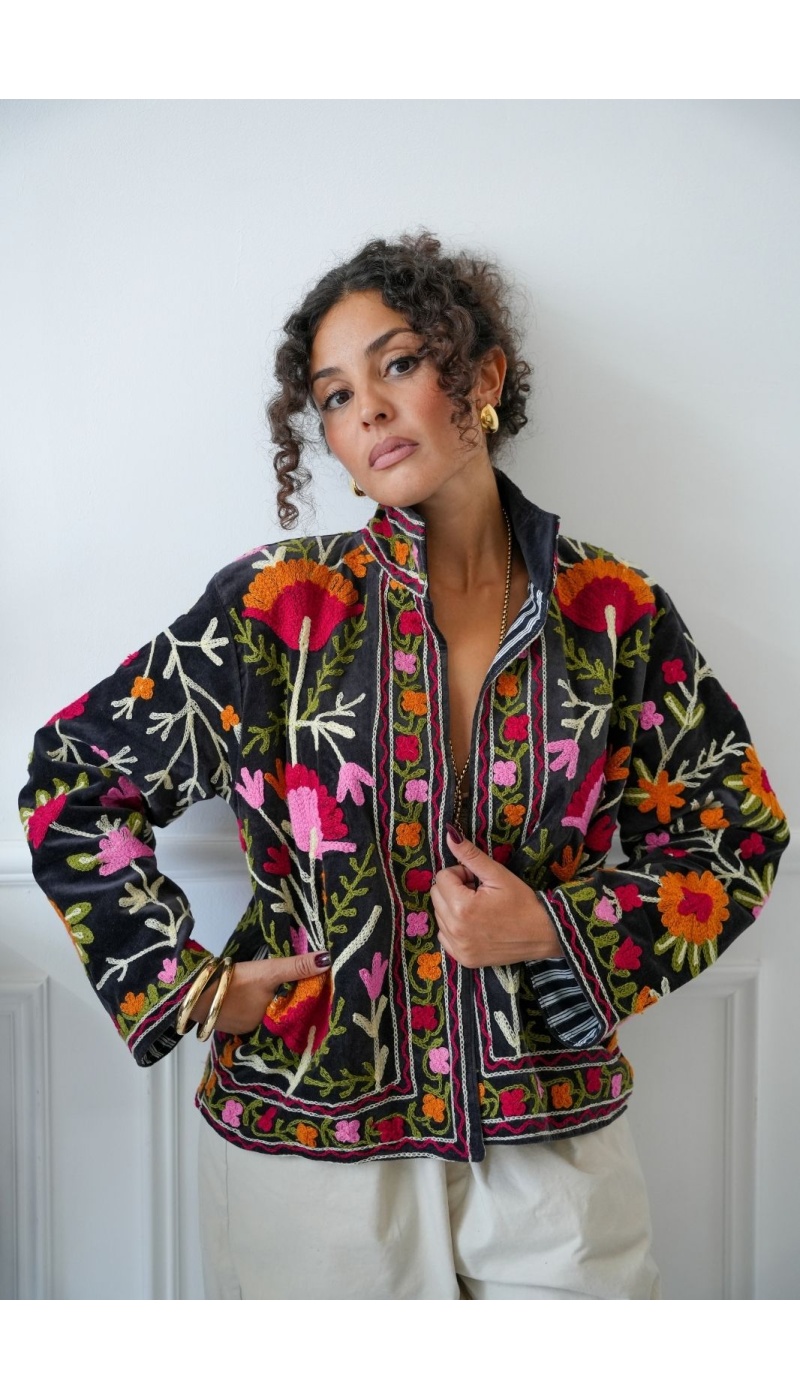 Veste Brodée Noire Johanna INSAR Noho - 4 | Accueil