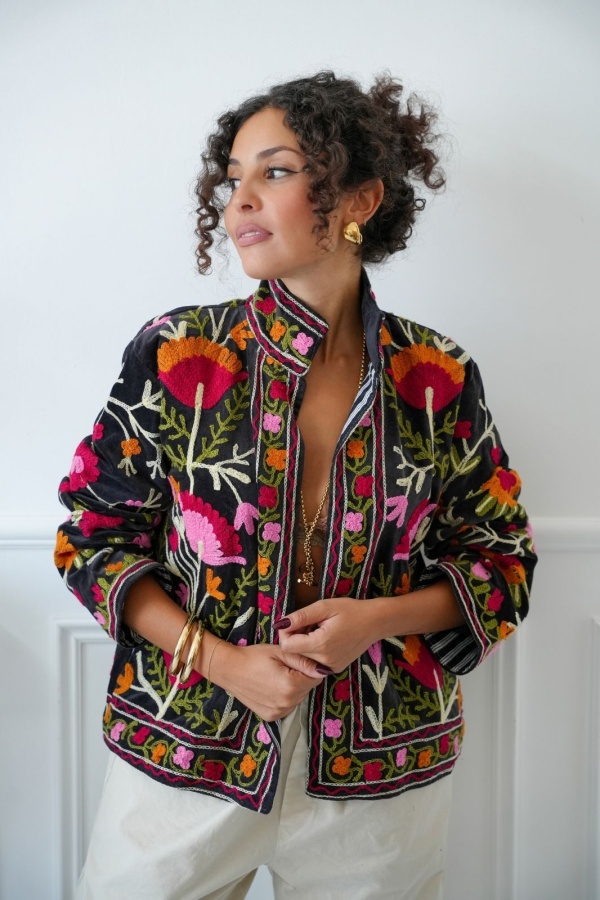 Veste Brodée Noire Johanna INSAR Noho - 1 | Accueil
